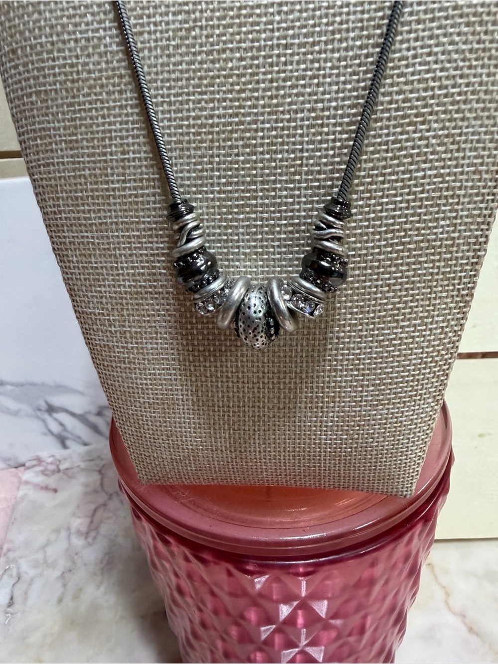 Chico's Silver-Tone Bead Statement Necklace